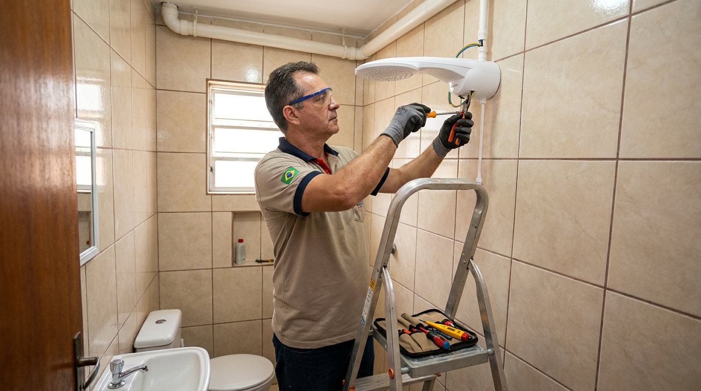 Instalação de chuveiro no banheiro em Novo Hamburgo‑RS